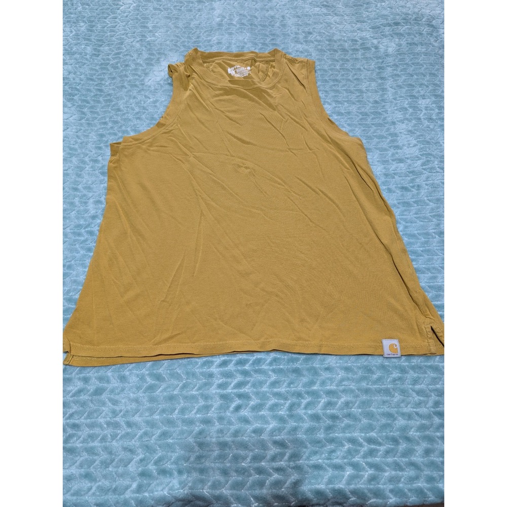 Carhartt Womens Relaxed Fit Tank Top‎ Mustard Yellow Sleeveless Shirt Medium